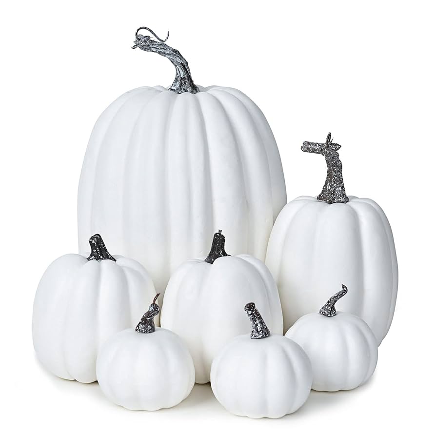 Amazon.com: Lvydec 7pc Assorted Size White Pumpkins Craft